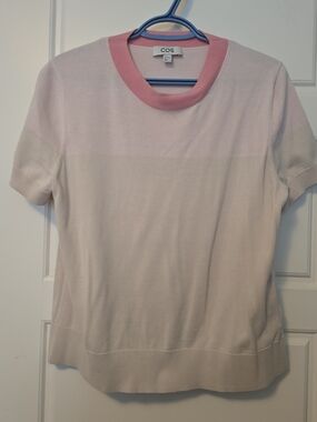 COS Light Pink Knit Top with Rose Trim